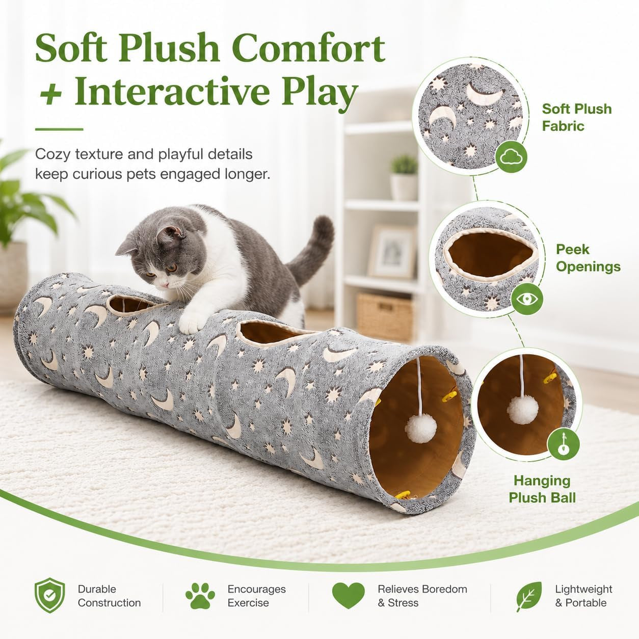 Cat Tunnel Tube with Plush Ball Toys